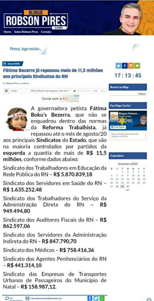 SINTE (RN) Ã© mentiroso e vagabundo. Se me chamam de mentiroso, eu chamo de vagabundo