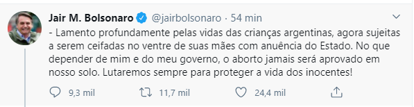 contra o abortoi Bolsonaro condena o aborto
