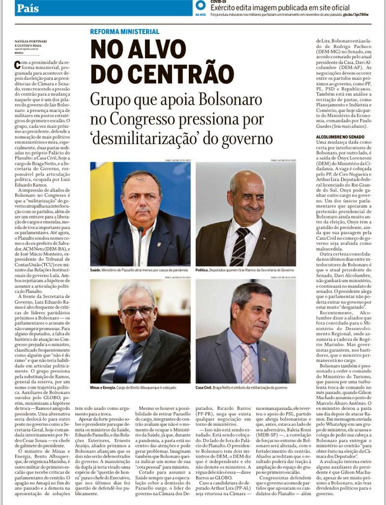 imagem globo Rogério Marinho continuará Ministro do Governo Bolsonaro, diz reportagem d'O Globo