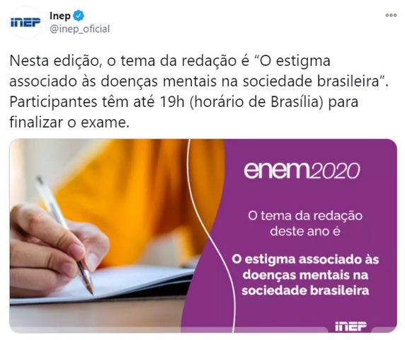 redacao ENEM: “O estigma associado às doenças mentais na sociedade brasileira”, é o tema da redação