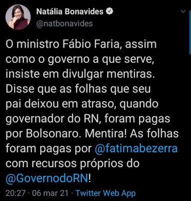 natalia desmente fabio Natalia Bonavides desmente Fábio Faria