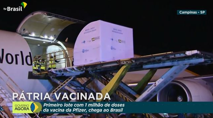 patria vacinada Chega ao Brasil o primeiro lote de vacinas da Pfizer com 1 milhão de doses