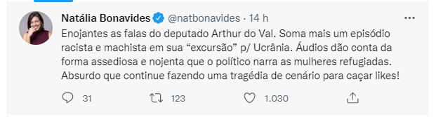 NatÃ¡lia Bonavides reage contra 