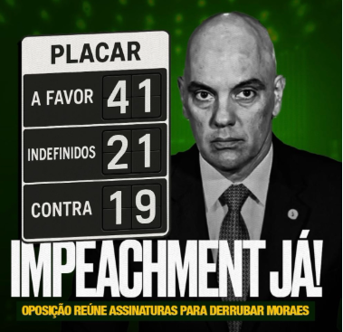 Impeachment de Moraes ganha forÃ§a no Senado