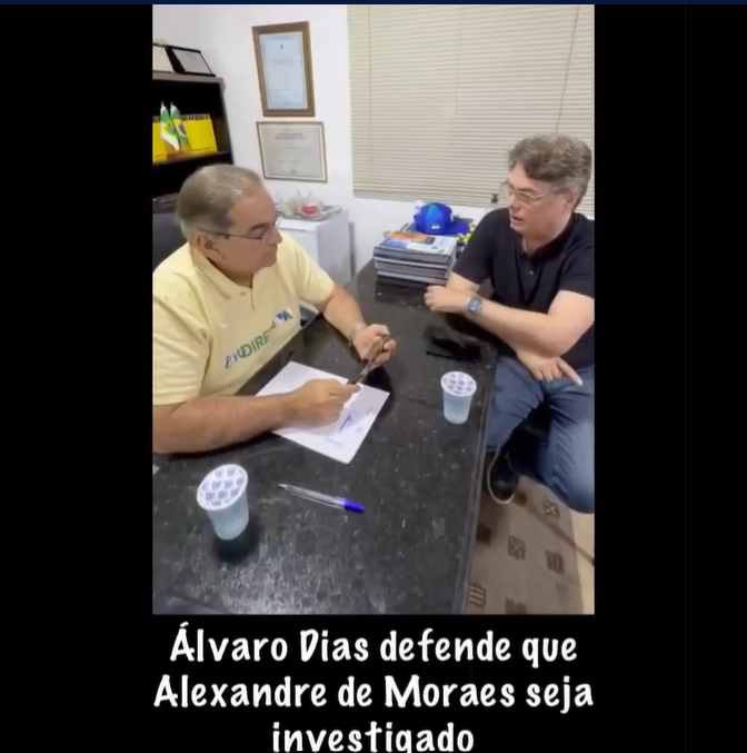 [VÃDEO]: Ãlvaro Dias defende investigaÃ§Ã£o de Alexandre de Moraes antes de sessÃ£o do STF