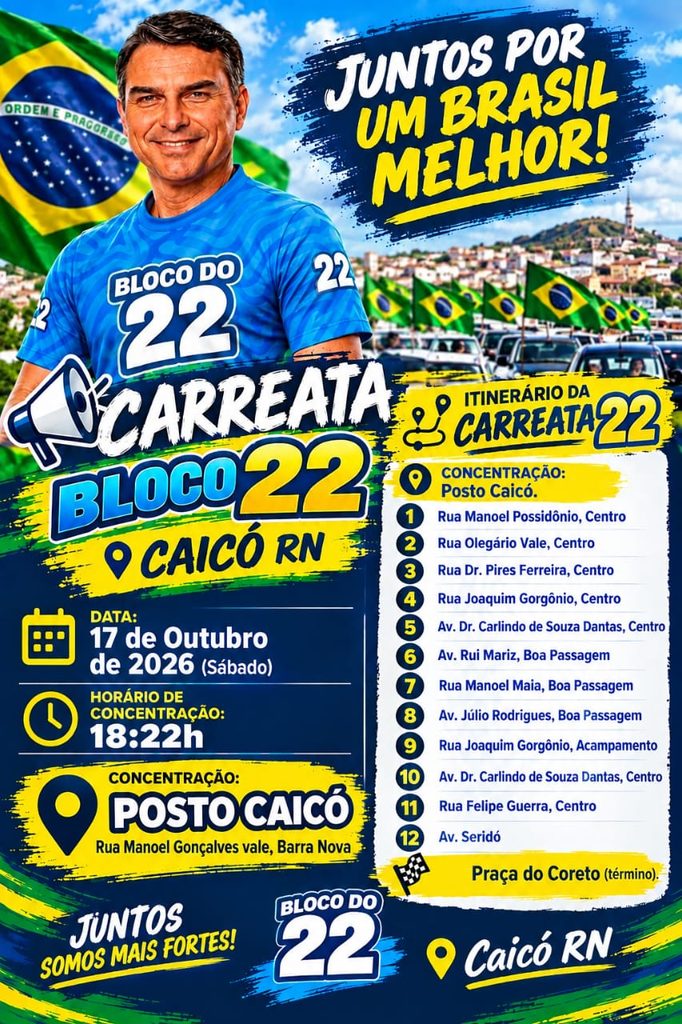Carreata em CaicÃ³ Ã© de FlÃ¡vio Bolsonaro e nÃ£o tem ligaÃ§Ã£o com Allyson Bezerra