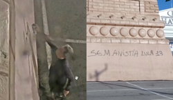 Eles tocam o terror: EstÃ¡tua da Havan Ã© pichada em Natal e Luciano Hang oferece R$ 10 mil para identificar autor